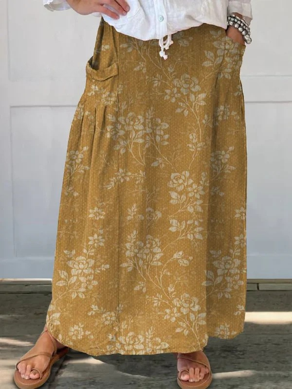 Women's Casual Linen Skirt for Summer Days in Yellow