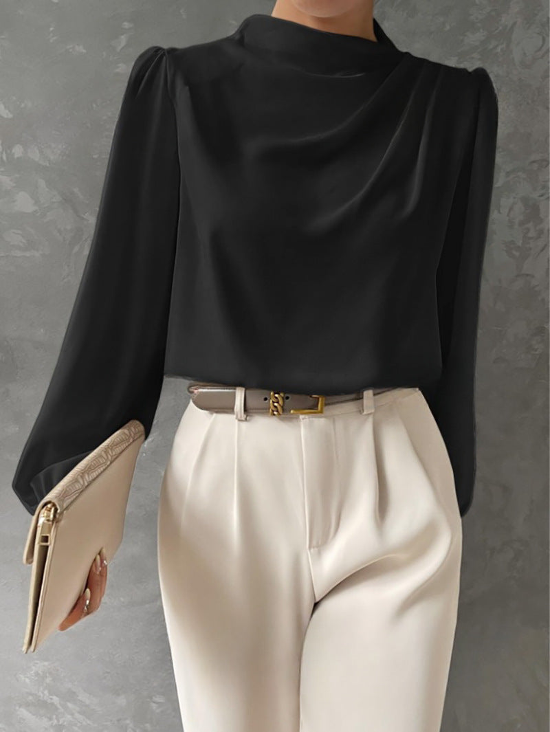 Women's Casual Longsleeve Blouse for Summer in Black