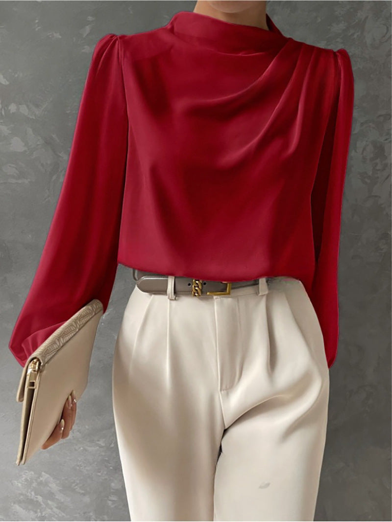 Women's Casual Longsleeve Blouse for Summer in Red