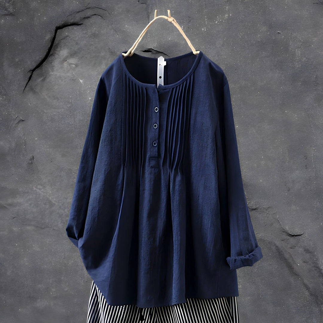 Women's Casual Longsleeve Tunic Blouse in Navy