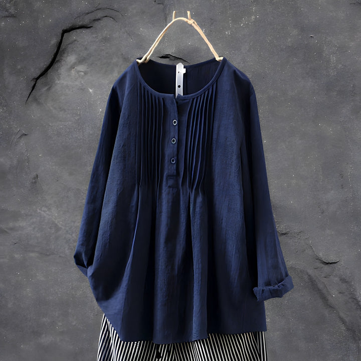 Women's Casual Longsleeve Tunic Blouse in Navy