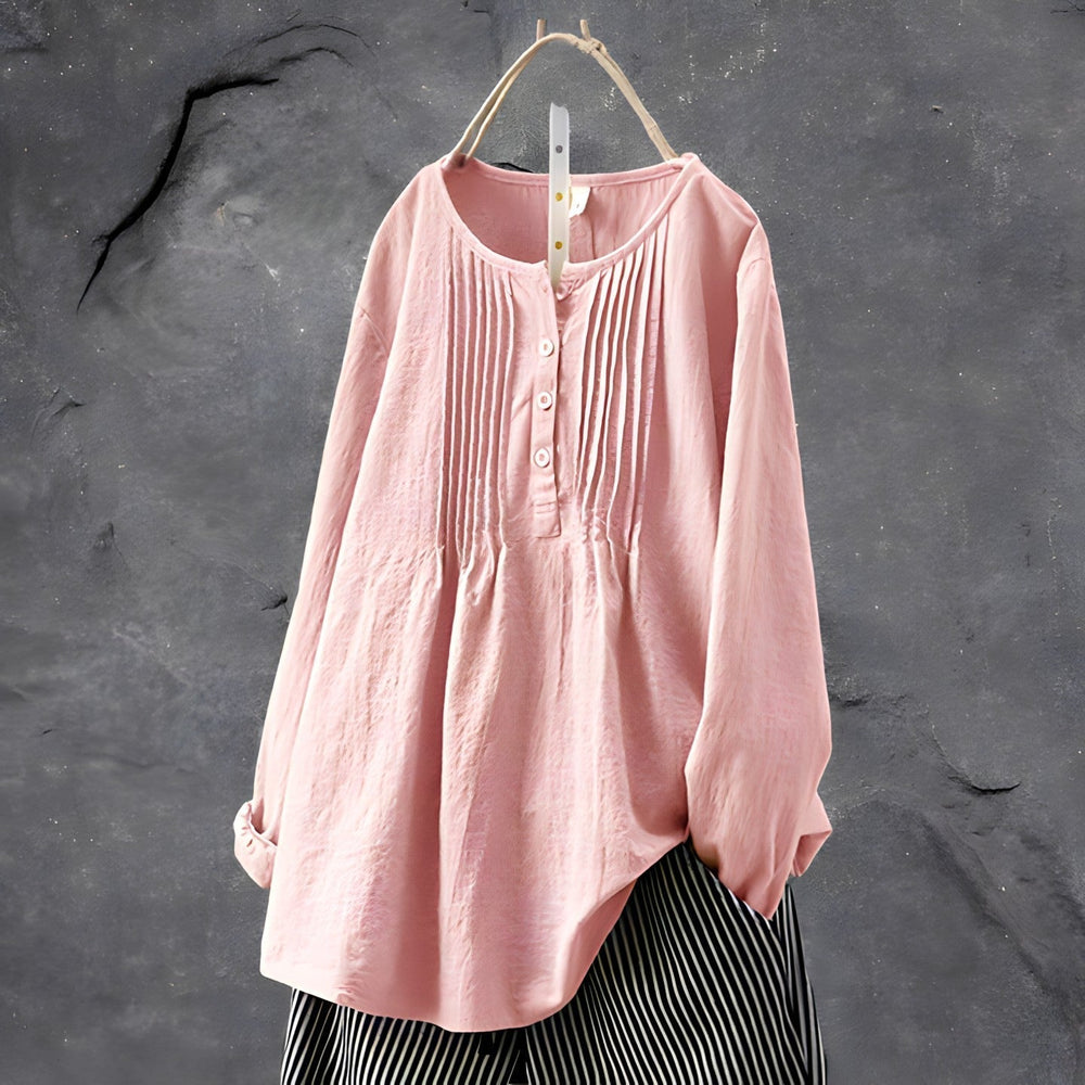 Women's Casual Longsleeve Tunic Blouse in Pink