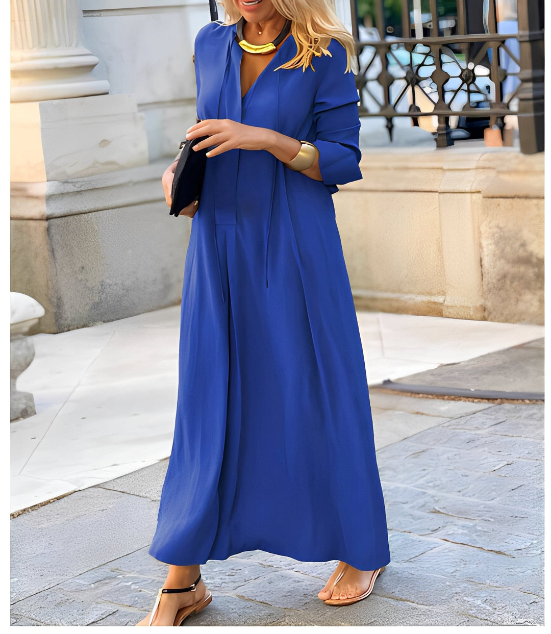 Women's Casual Maxi Wedding Guest Dress in Blue