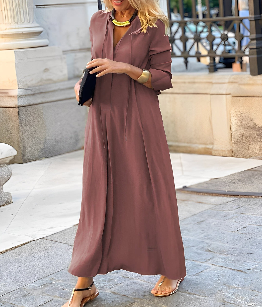 Women's Casual Maxi Wedding Guest Dress in Pink
