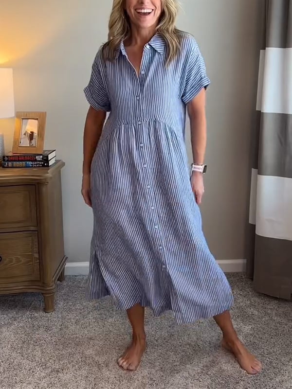 Women's Casual Striped Midi Beach Dress (11)