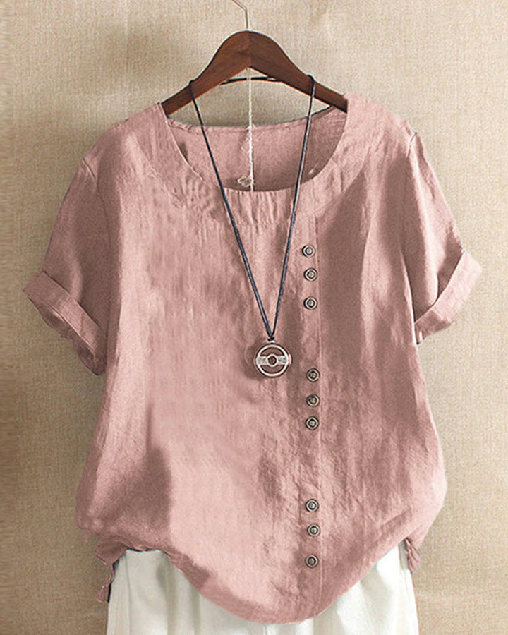 Women's Casual Summer Blouse with Buttons in Pink