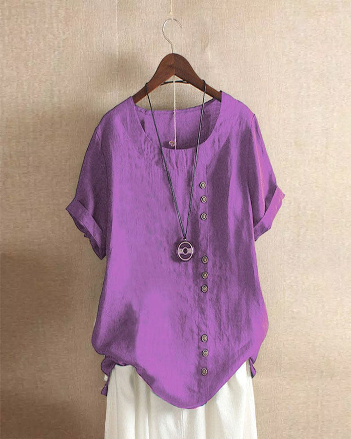 Women's Casual Summer Blouse with Buttons in Purple