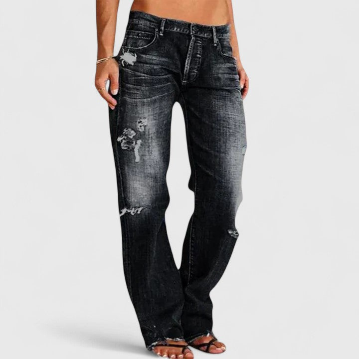 Women's Casual Vintage Wash Jeans in Black