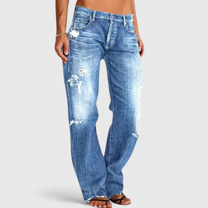 Women's Casual Vintage Wash Jeans in Blue
