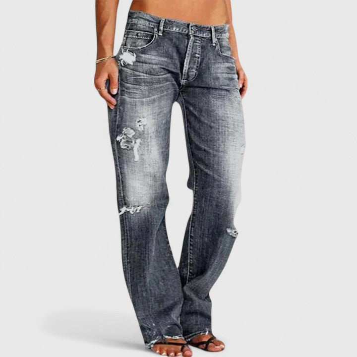 Women's Casual Vintage Wash Jeans in Grey