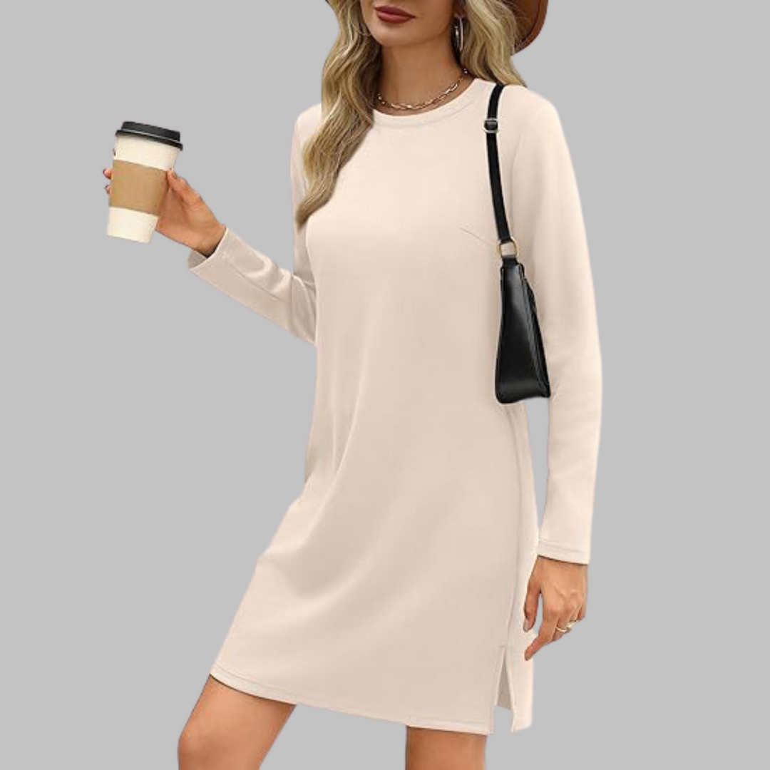 Women's Chic Mini Evening Dress in Beige
