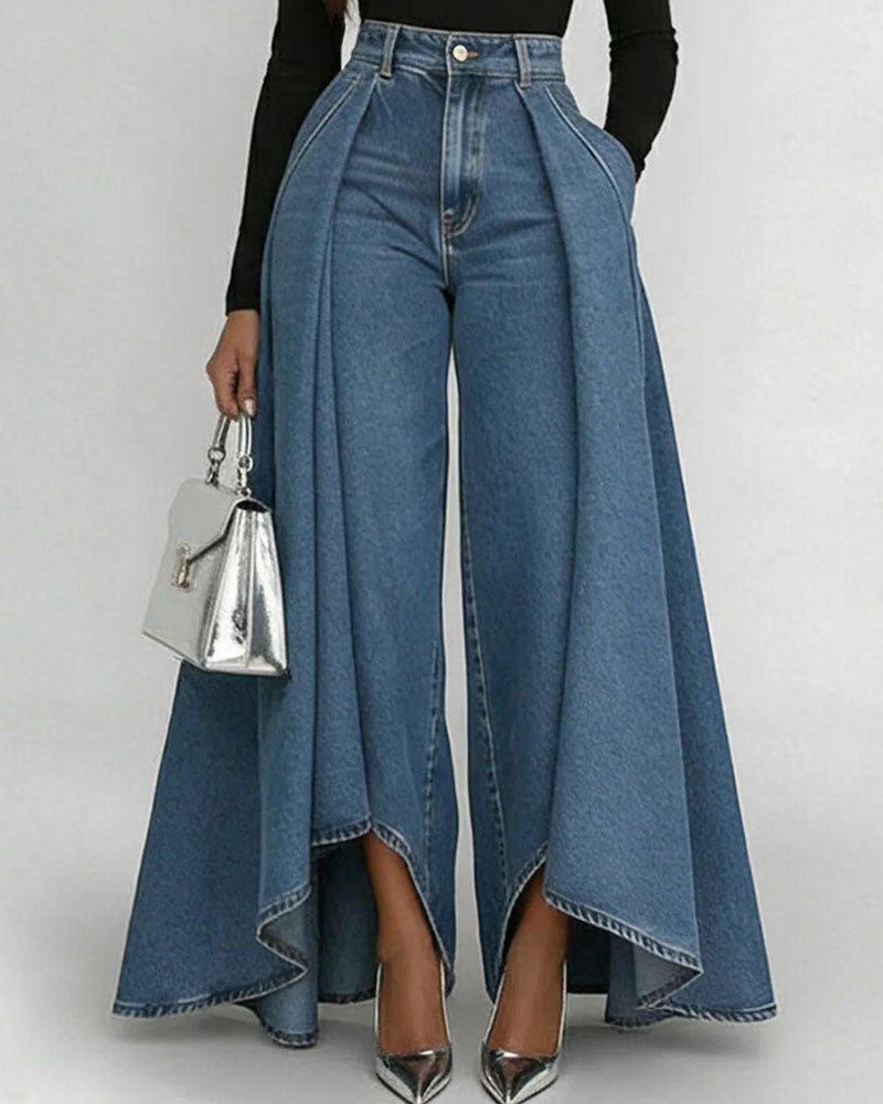 Women's Chic Wide Pants for Everyday in Blau Jeans