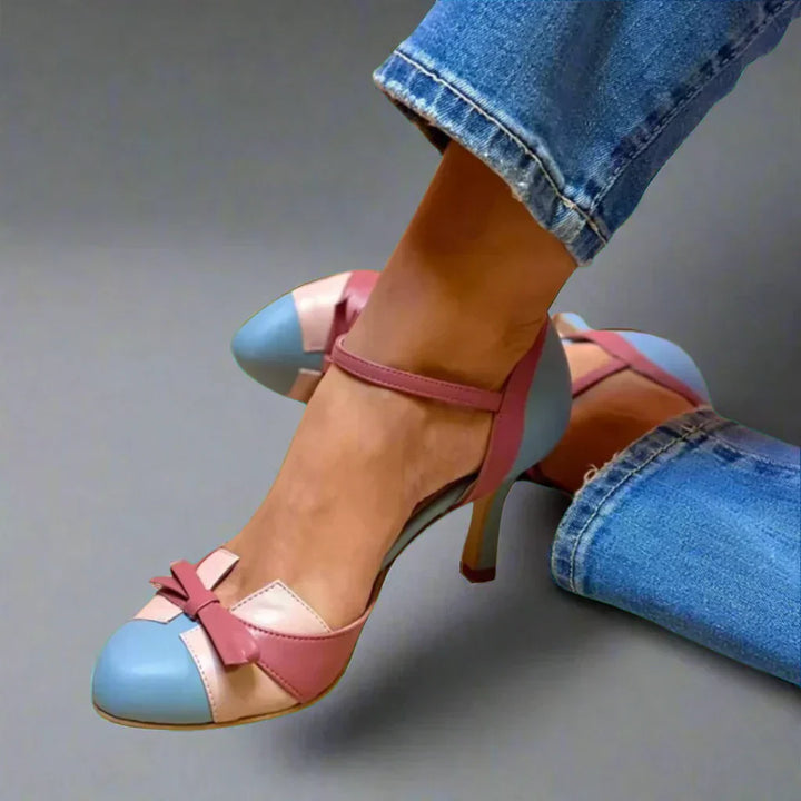 Women's Classic Bow Pumps for Summer Evenings in Blue