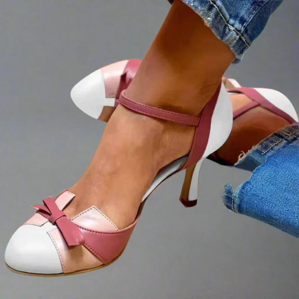 Women's Classic Bow Pumps for Summer Evenings in White