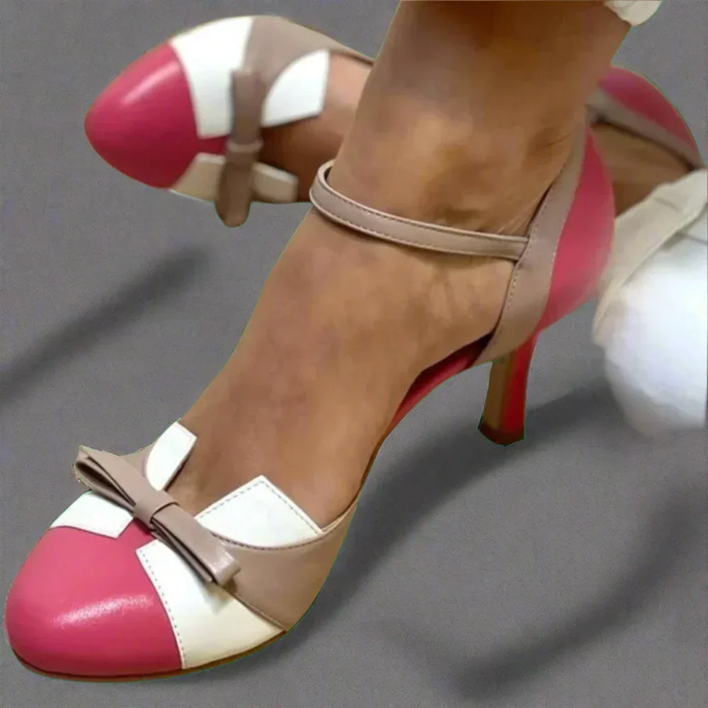 Women's Classic Bow Pumps for Summer Events in Pink