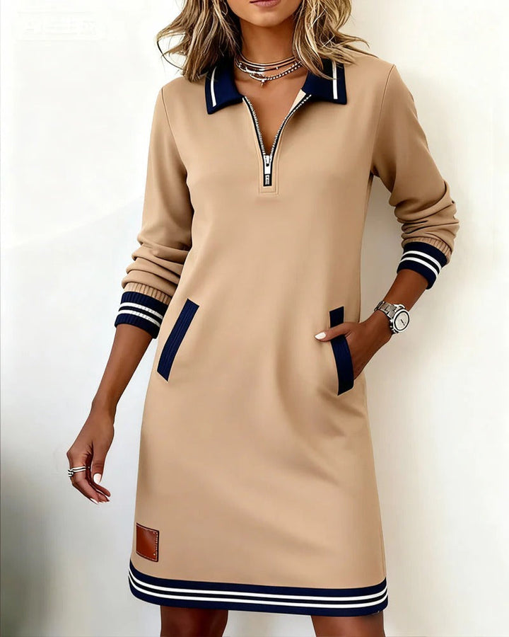 Women's Classic Cotton Evening Dress in Beige