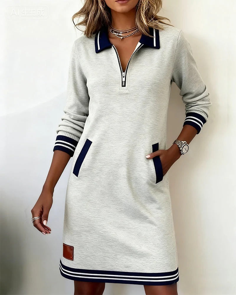 Women's Classic Cotton Evening Dress in Grey