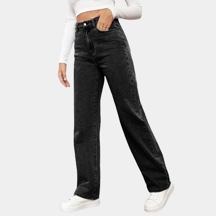 Women's Classic High-Waist Straight-Leg Jeans in Black