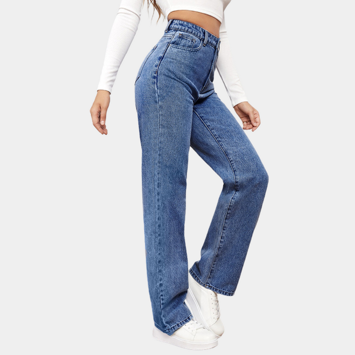 Women's Classic High-Waist Straight-Leg Jeans in Dark Blue 2