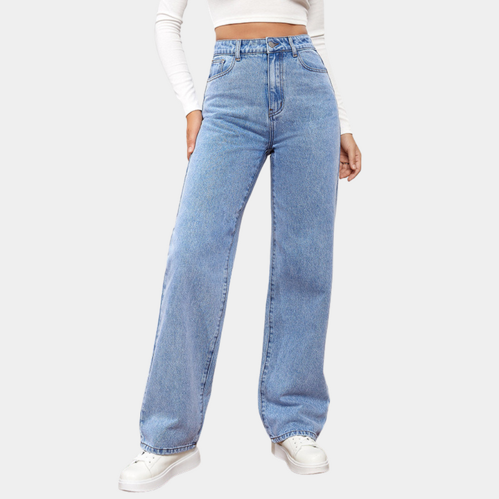 Women's Classic High-Waist Straight-Leg Jeans in Light Blue