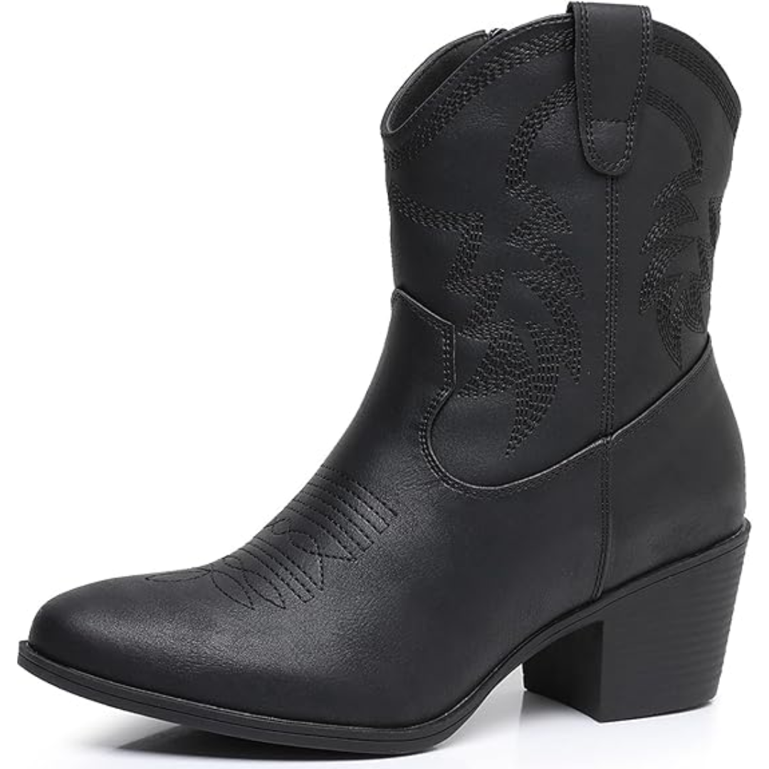Women's Classic Mid-Calf Western Boots in Black