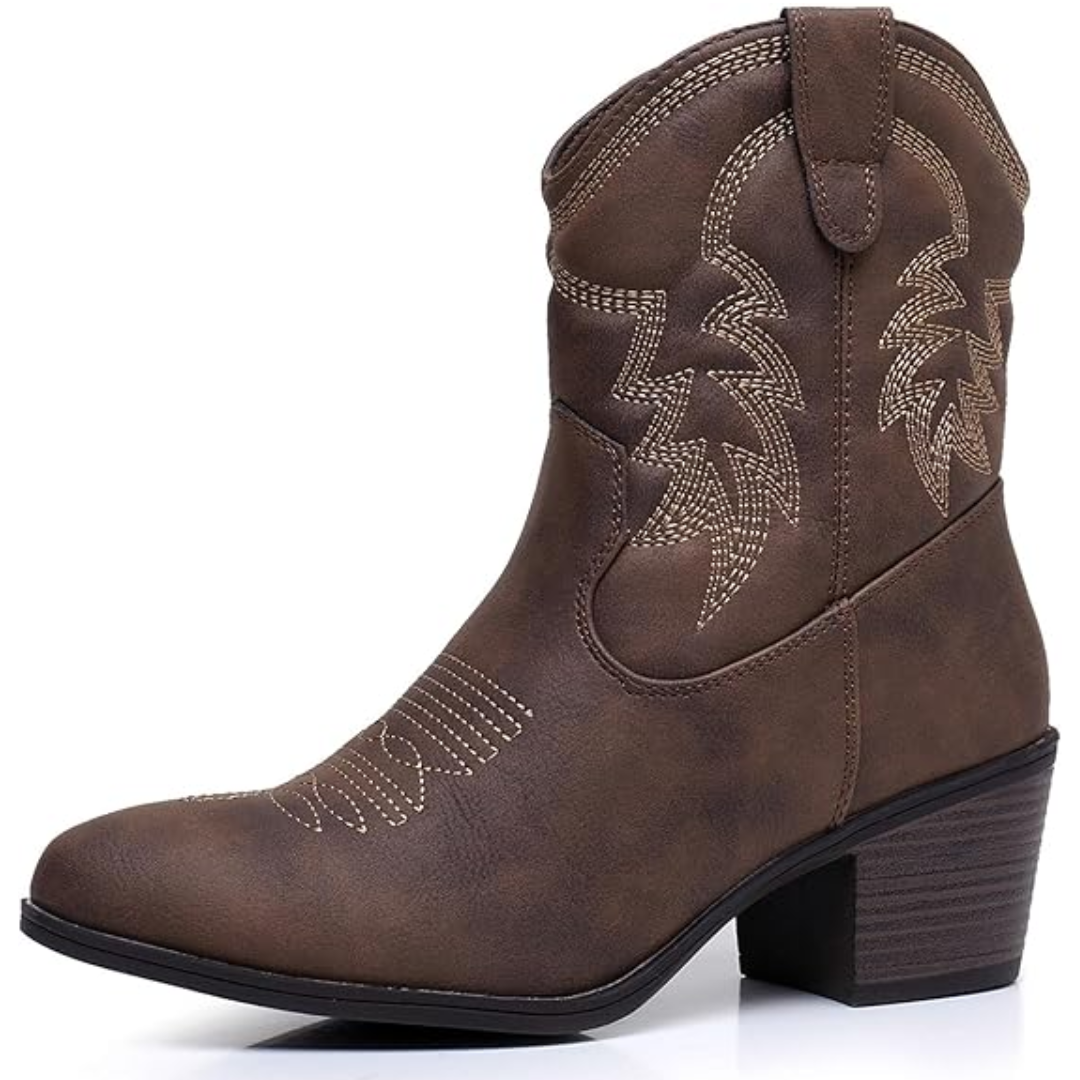 Women's Classic Mid-Calf Western Boots in Brown