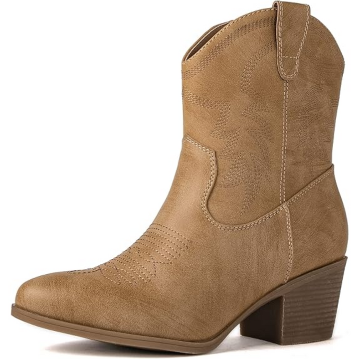 Women's Classic Mid-Calf Western Boots in Khaki