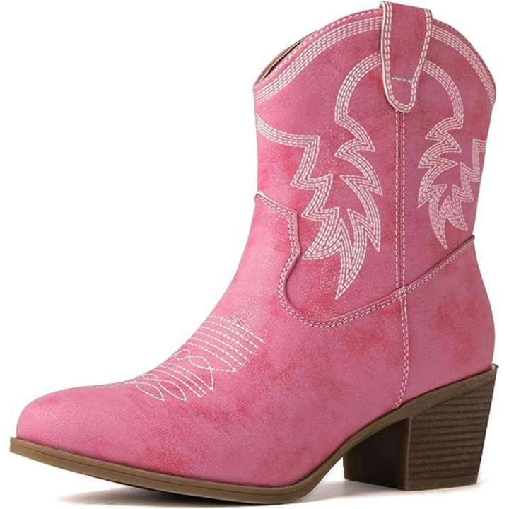 Women's Classic Mid-Calf Western Boots in Pink