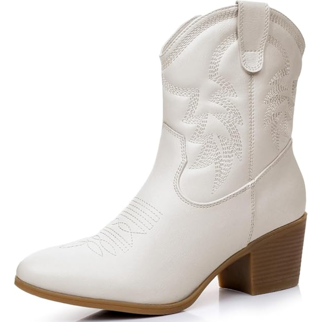 Women's Classic Mid-Calf Western Boots in White
