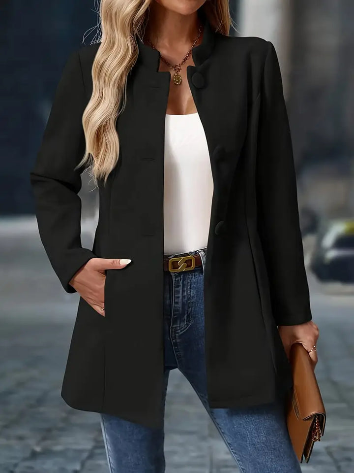 Women's Classic Tailored Jacket for Layering in Black