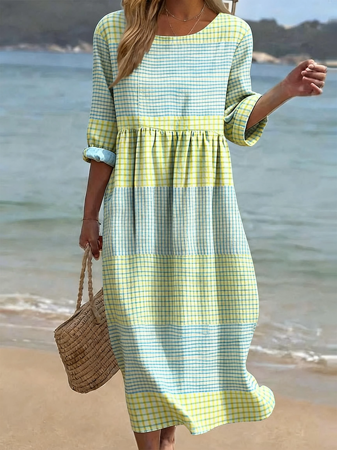 Women's Comfortable Casual Spring Dress in Kariert