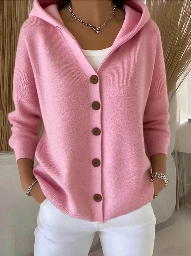 Women's Comfortable Knit Cardigan for Layering in Pink