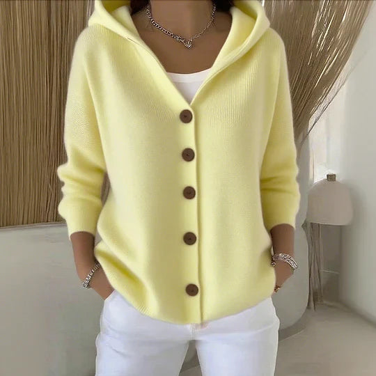 Women's Comfortable Knit Cardigan for Layering in Yellow