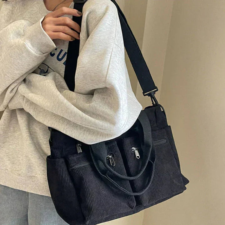 Women's Corduroy Bag with Multiple Pockets (2)