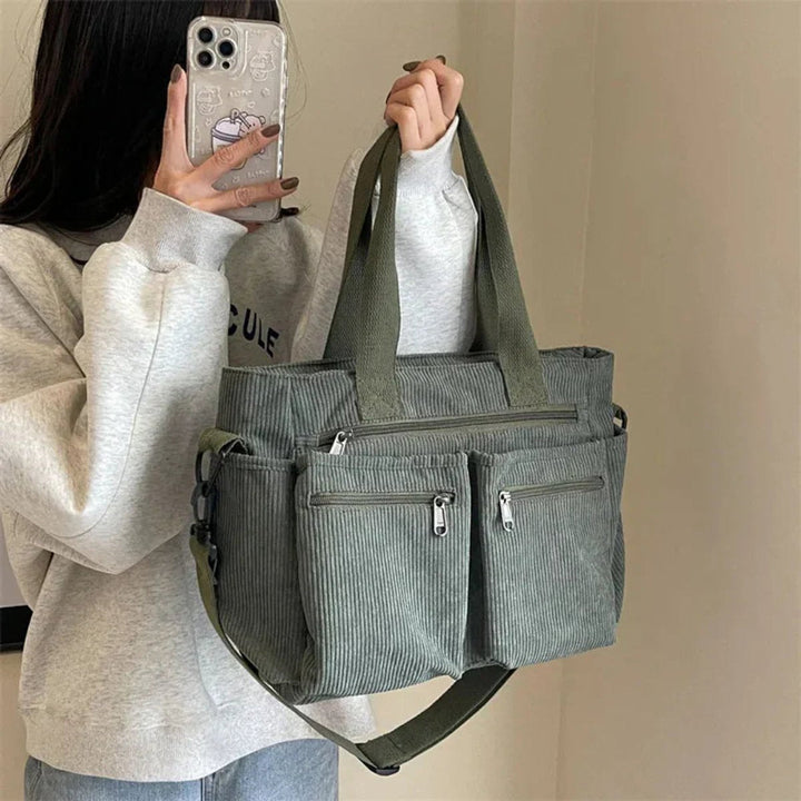 Women's Corduroy Bag with Multiple Pockets (3)