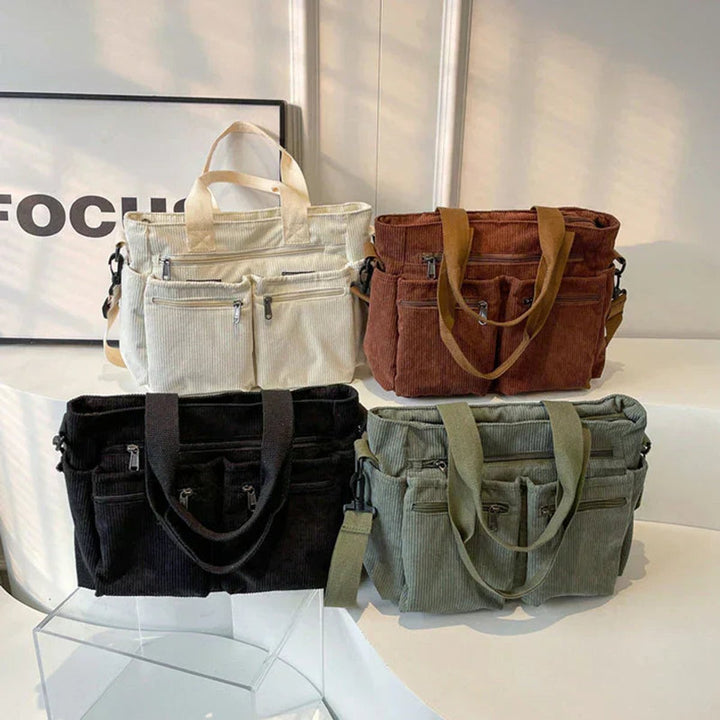 Women's Corduroy Bag with Multiple Pockets (6)
