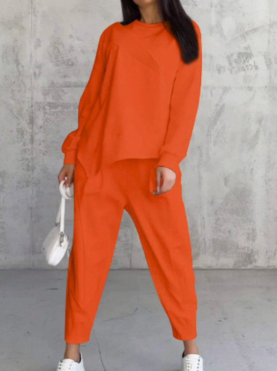 Women's Cozy Cotton Set for Spring in Orange