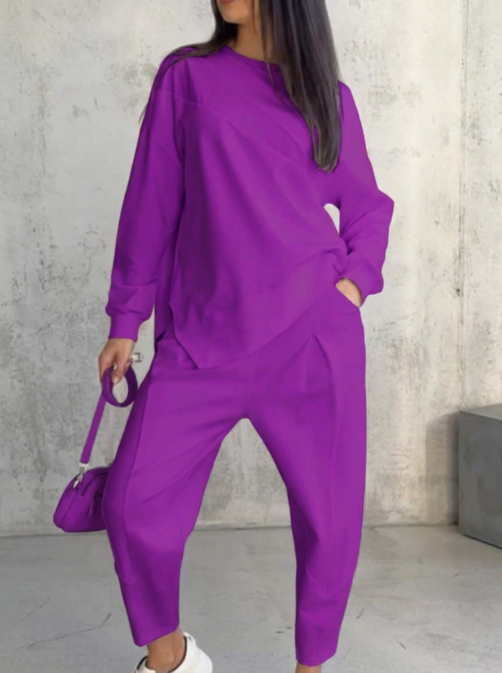 Women's Cozy Cotton Set for Spring in Purple