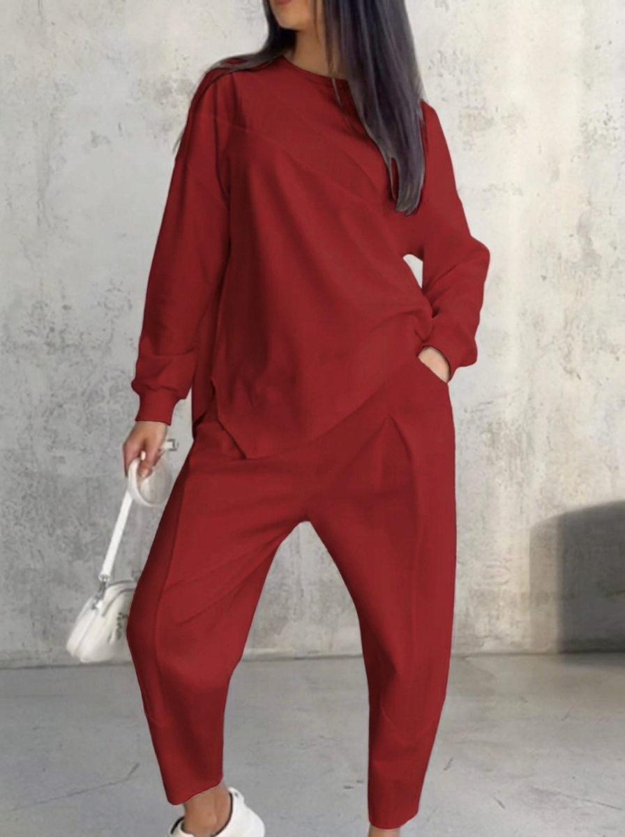 Women's Cozy Cotton Set for Spring in Red