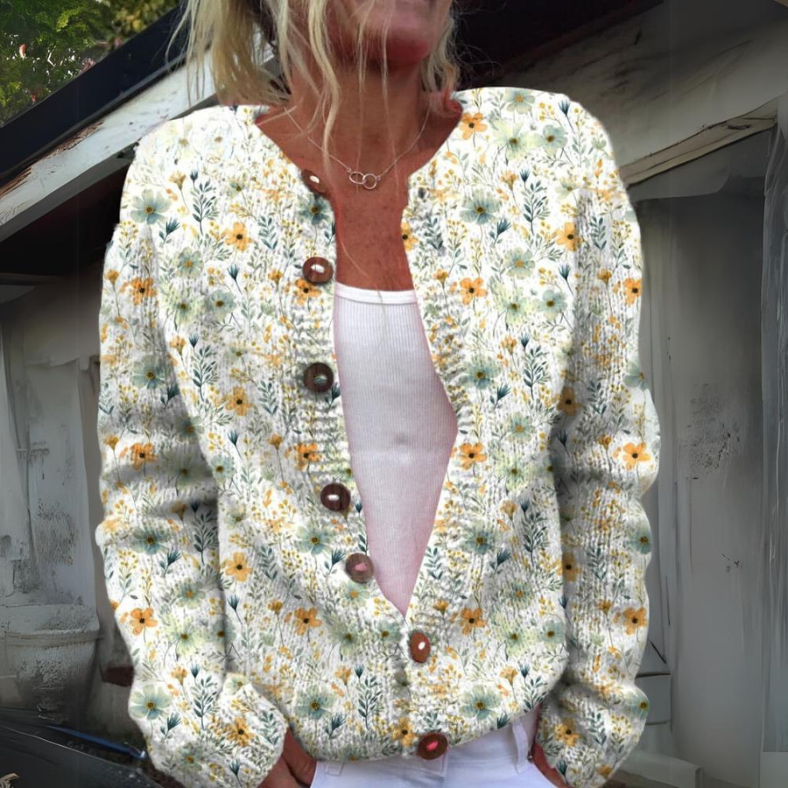 Women's Cozy Floral Knit Vest in Green