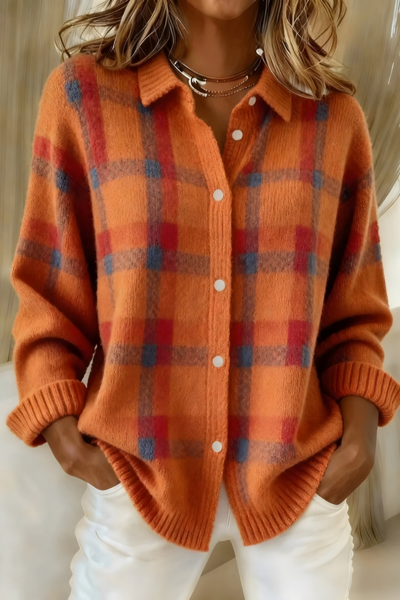 Women's Cozy Knit Cardigan in Orange