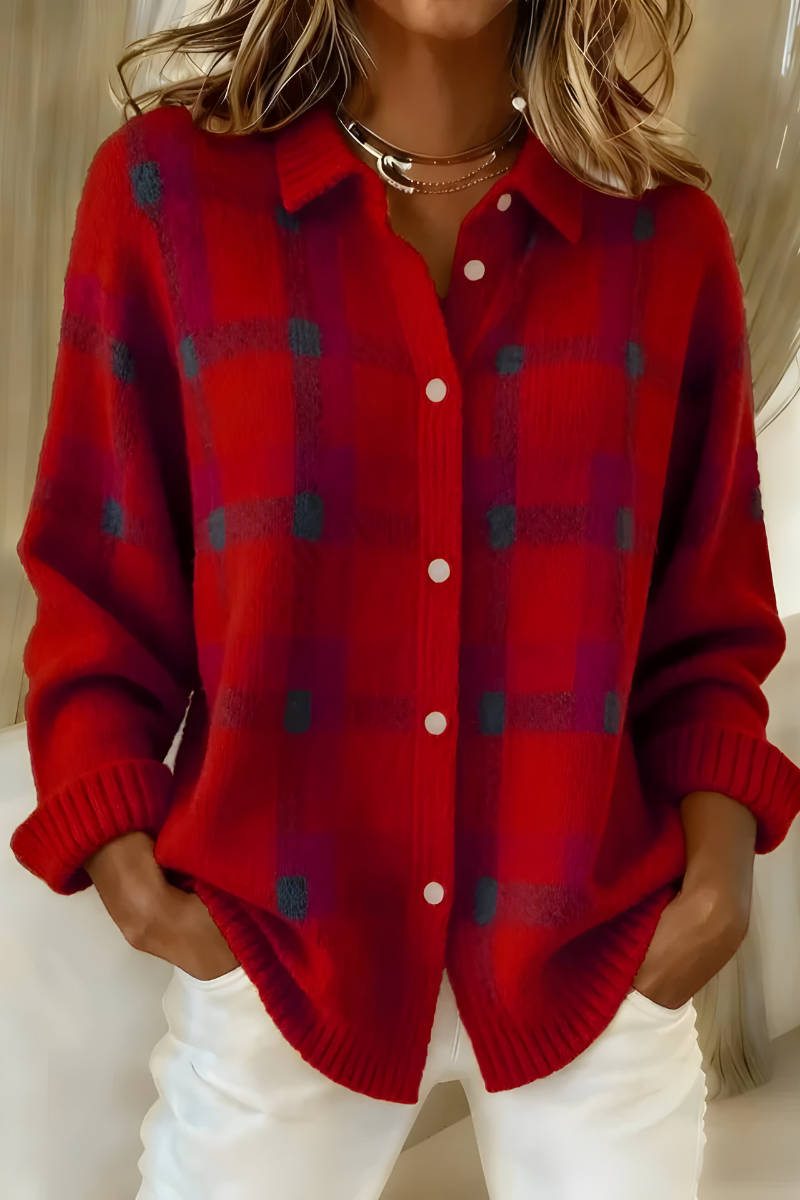 Women's Cozy Knit Cardigan in Red