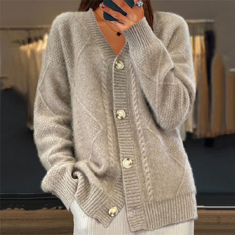 Women's Cozy Long-Sleeve Cardigan in Grey