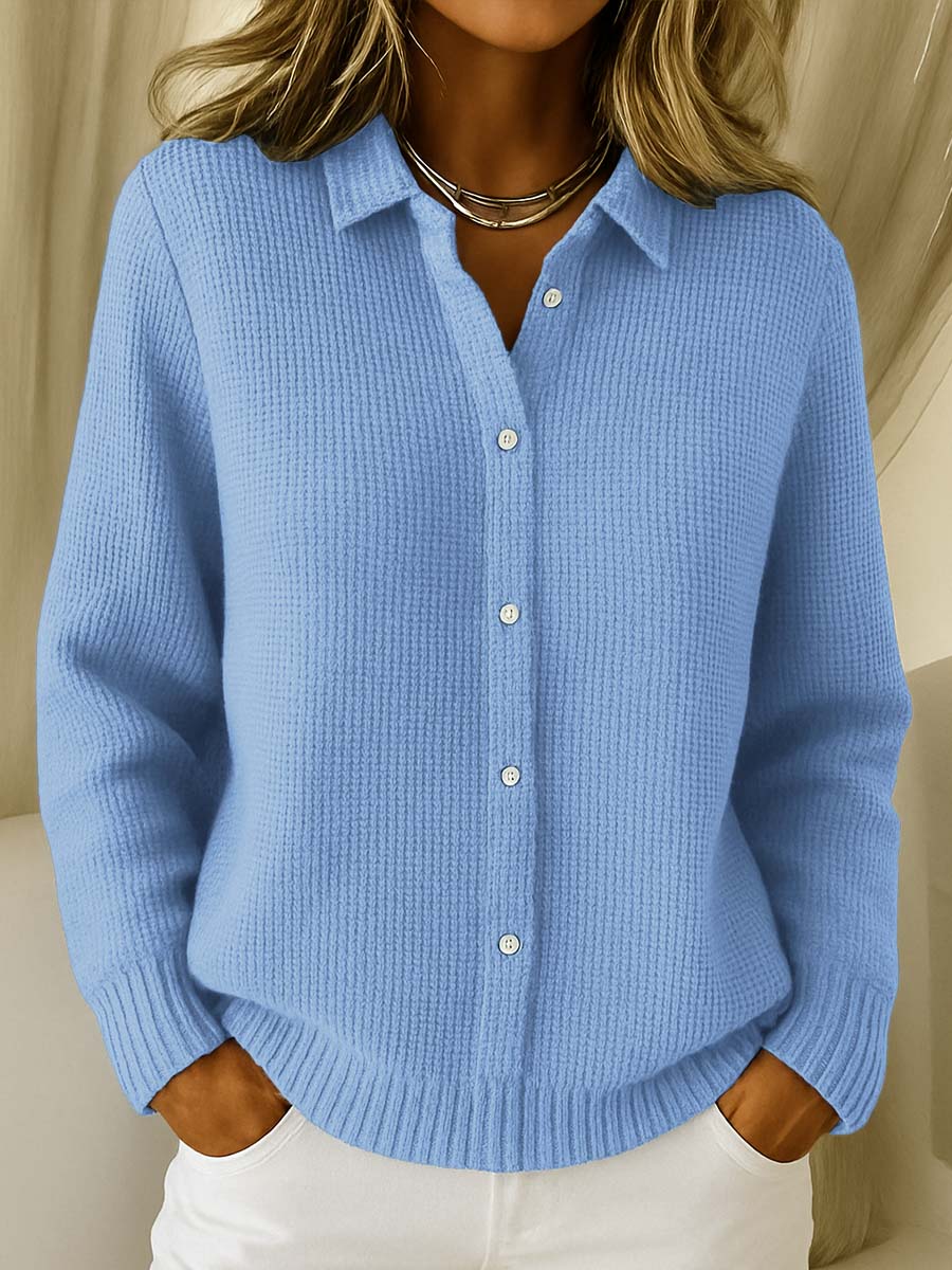 Women's Cozy Tailored Knit Cardigan in Blue