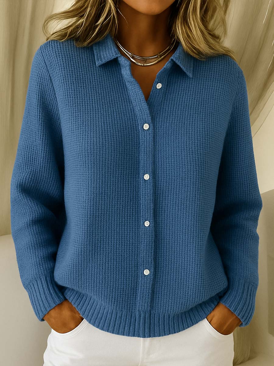 Women's Cozy Tailored Knit Cardigan in Dark Blue
