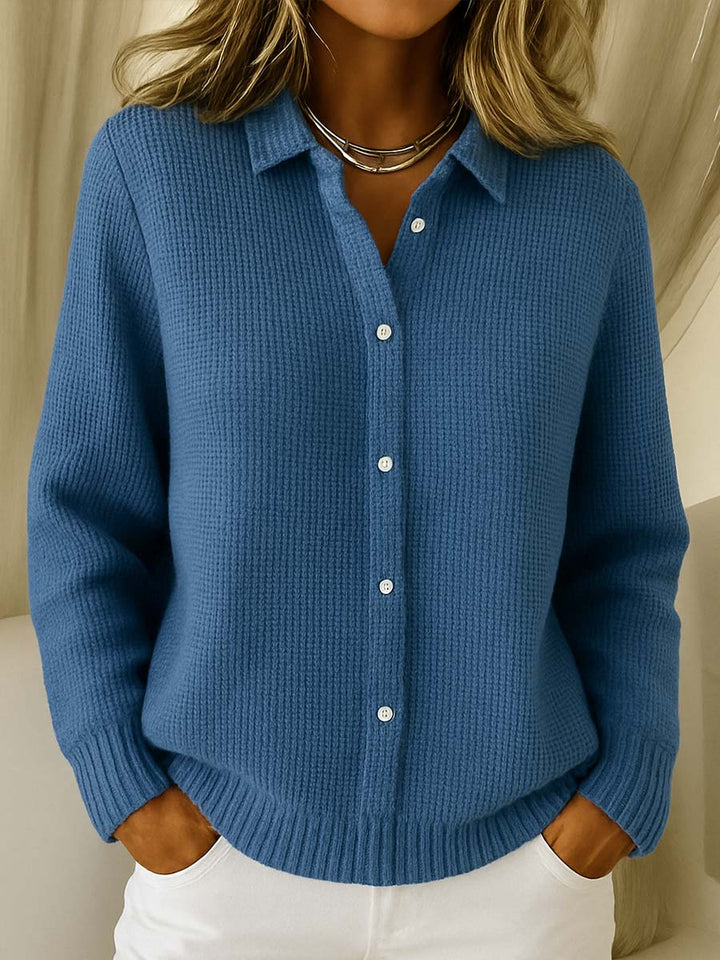 Women's Cozy Tailored Knit Cardigan in Dark Blue