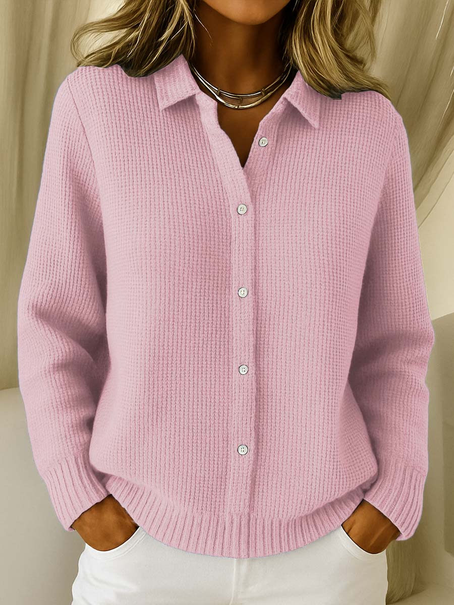 Women's Cozy Tailored Knit Cardigan in Pink