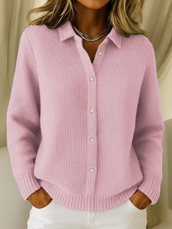 Women's Cozy Tailored Knit Cardigan in Pink