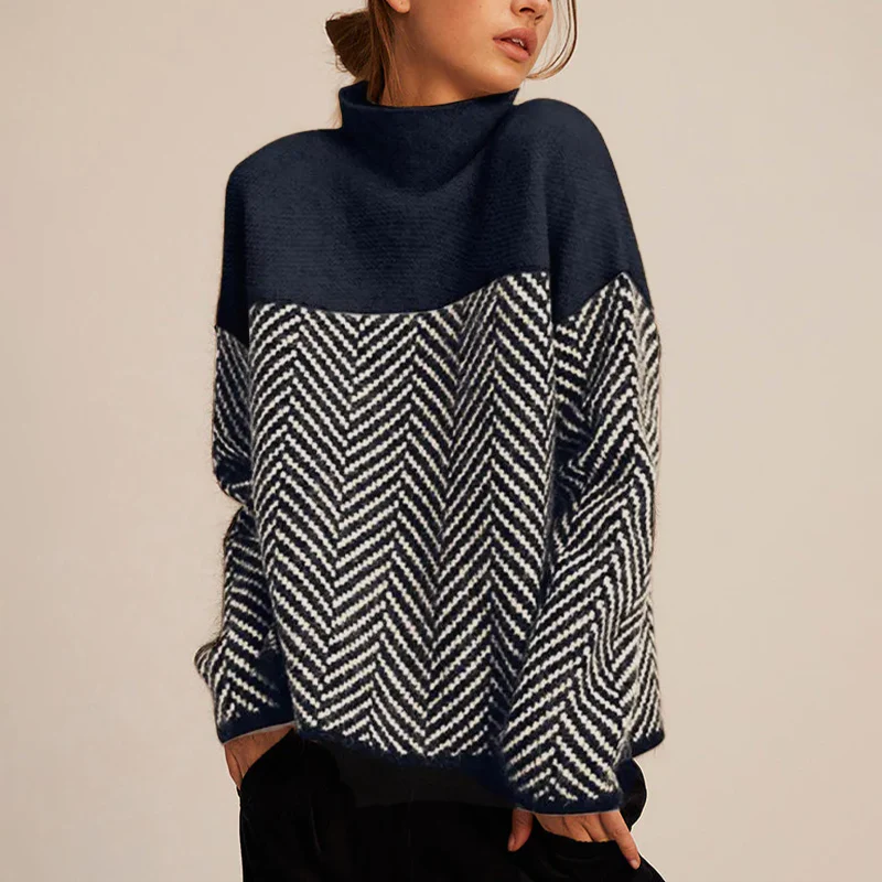 Women's Cozy Turtleneck Pullover for Winter in Navy