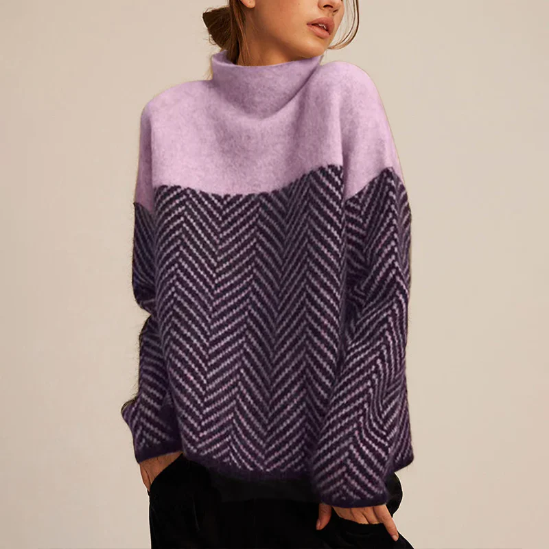 Women's Cozy Turtleneck Pullover for Winter in Purple